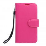 Wholesale Galaxy S6 Edge Premium Flip Leather Wallet Case with Strap (Hot Pink)